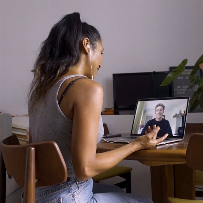 Person video calling with one of the co-founders